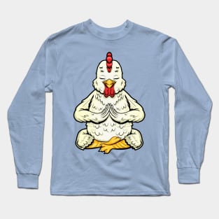 chicken yoga animal cute and funny meditation Long Sleeve T-Shirt